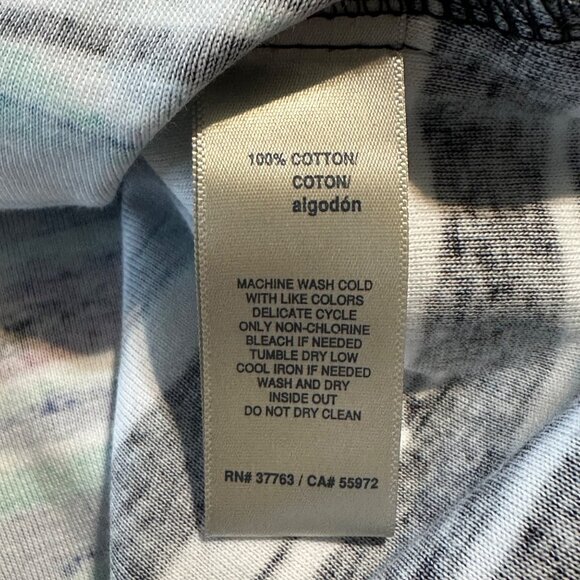 Rafaella Blouse L Abstract Green Blue 3/4 Sleeve Casual Coastal Beachy Chic NWT - Picture 7 of 8